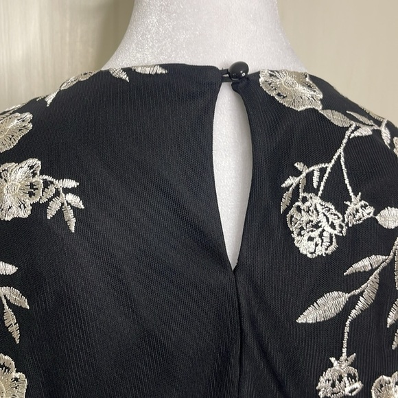 Roz & Ali Womens Black Floral Embroidered Stitched Sheath Dress Size 14 - Picture 10 of 12